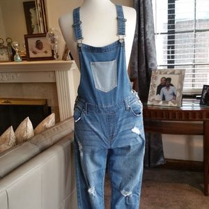Distressed Denim Pants Overalls